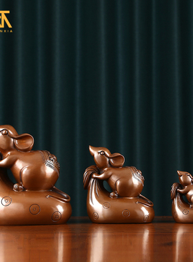 铜老鼠摆件十二生肖鼠布袋鼠茶宠