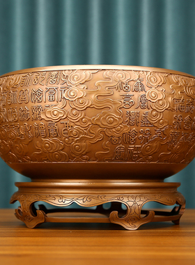 紫铜手工工艺百福聚宝盆铜器