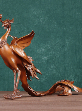 紫铜凤凰工艺品入户玄关装饰品