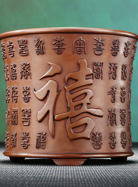 紫铜雕花工艺铜笔筒书房用品