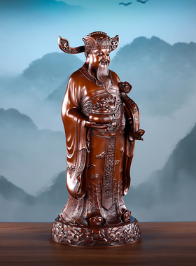 紫铜材料手拿聚宝盆文财神