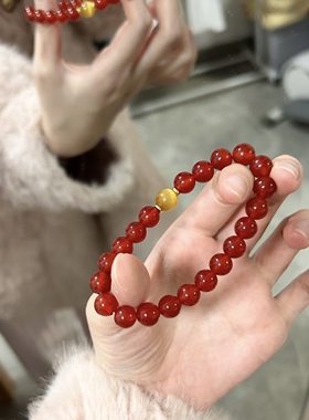 新中式天然红玛瑙手串金虎眼招财转运喜火土本命年女手链情侣礼物