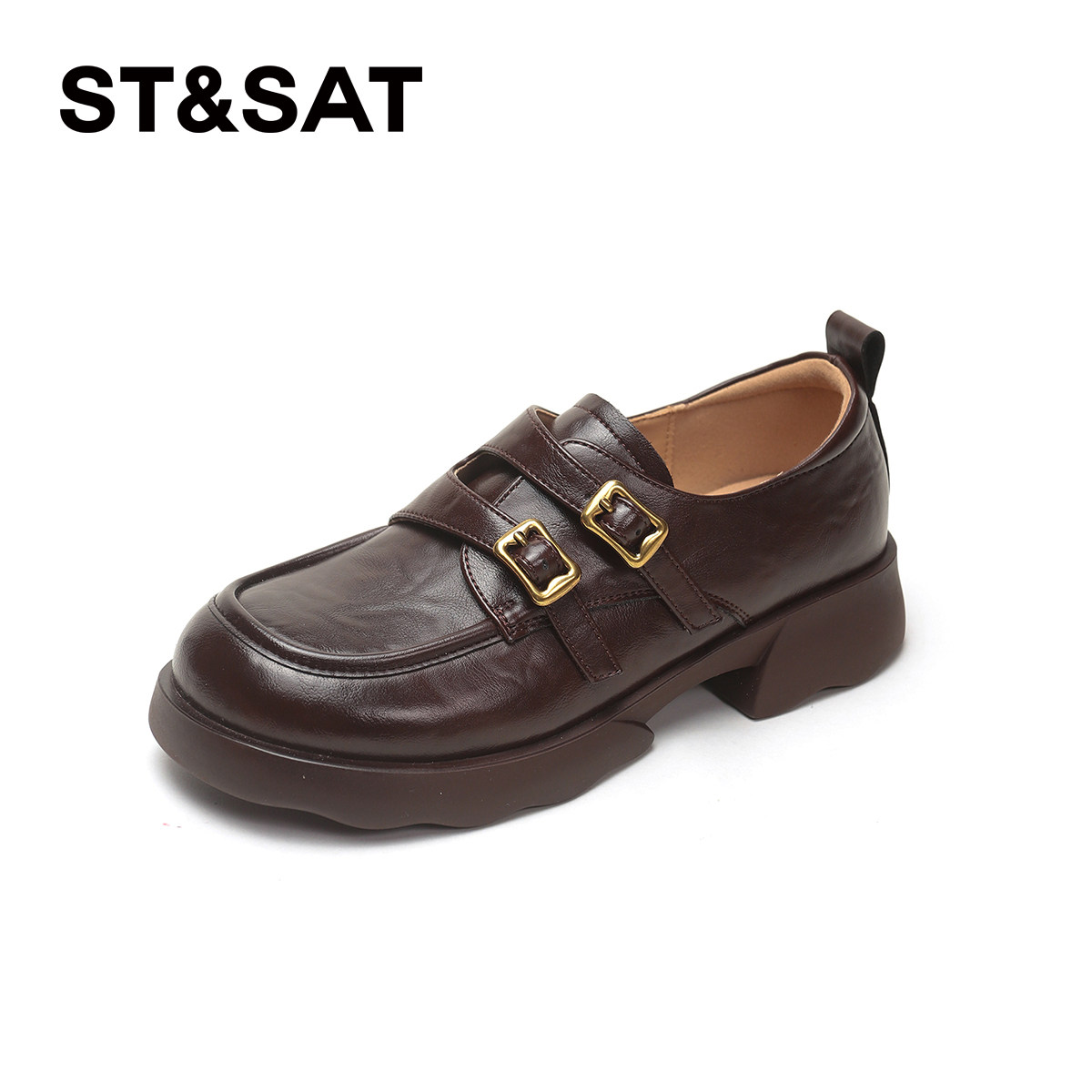 星期六厚底乐福鞋女鞋棕色法式复古2025秋冬新款英伦风小皮鞋单鞋,淘宝优惠券,粉丝福利购,淘宝优惠卷