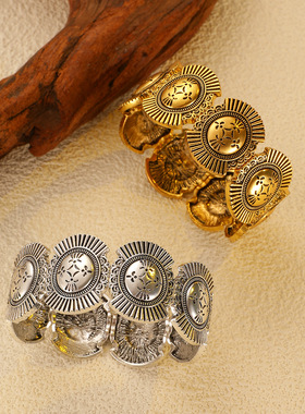 New retro carved elastic men's women's bracelets复古夸张手镯