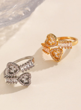 New Cross border Retro Zircon Love Opening Adjustable Ring