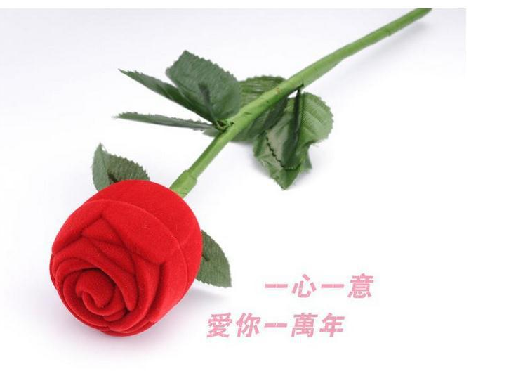 1 Novelty Red Rose Ring Box For Engagement Wedding Earrings-图2