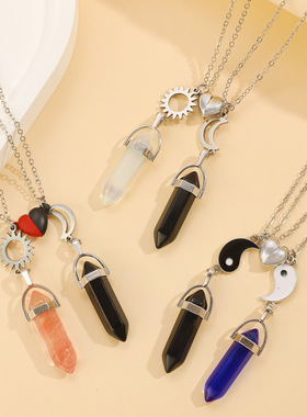 European American rhomboid couple's love pendant necklace 潮