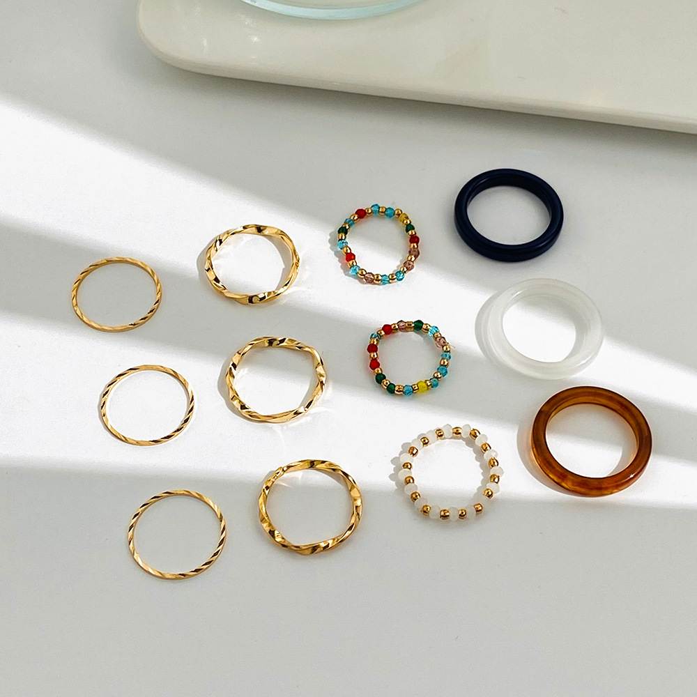 Simple Set rings Women's Vintage Beaded Ring设计感食指环戒指 - 图1