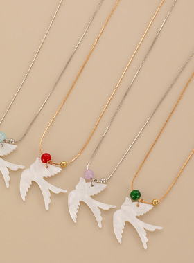 women's New retro bird swallow pendant necklace with fine