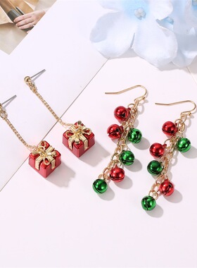 New Snowflake Ribbon Cartoon Christmas Gift tassel Earrings