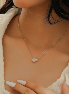 New Double Love Necklace Women Heart Pendant Clavicle chain