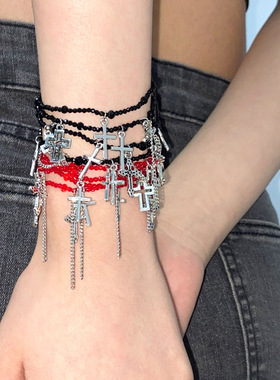 Retro cross tassel temperament bracelet sexy punk accessory