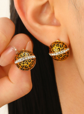 Leopard print earrings, minimalist earrings for women耳钉