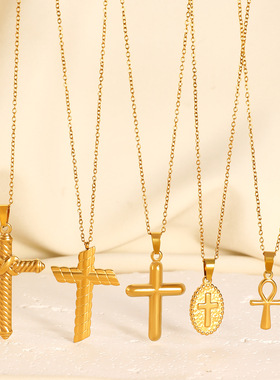 New Cross Pendant Oil Pressure Men's Women's Same Necklace