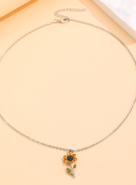 New jewelry necklace sunflower collarbone chain 项链向日葵