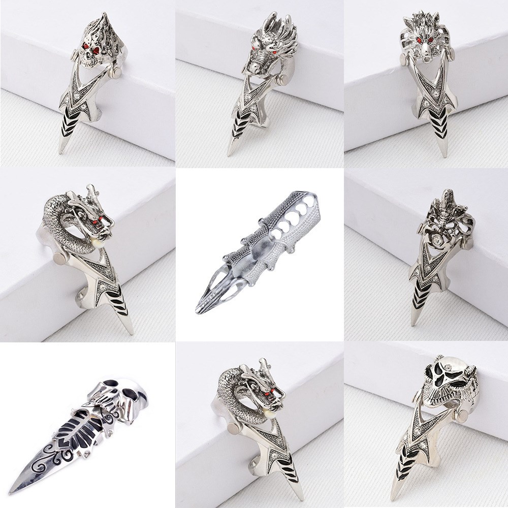 rock domineering joint bendable ring men's punk skull rings - 图2