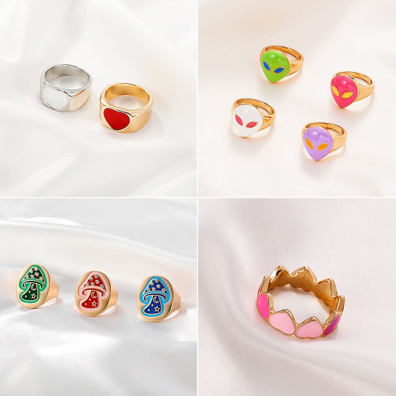 ins style simple retro rings Female irregular joint ring 戒 - 图0