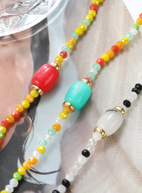 Beaded necklace yk colored stone pendant necklace decoration