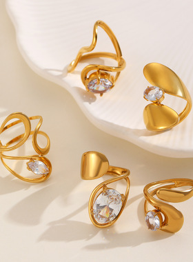 New Open Diamond Ring exaggerated Rings Alloy New Jewelry