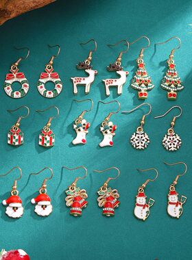 Christmas tree necklace Snowman Snowflake ornaments Earrings