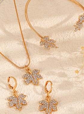 Maple Leaf Pendant Set Women's Necklaces earrings Bracelet