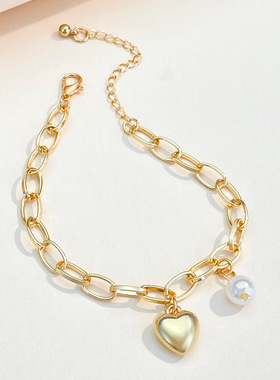 New Fashion Love Pearl Pendant Bracelet Campus Hand chain
