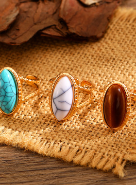 Vintage Personalized Turquoise Open End Ring for Women戒指