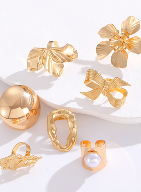 New Flower Leaf Female Ring Open End Ring/Ring Alloy New Je