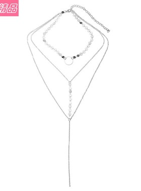 Fashion simple round pendant clavicle chain alloy necklaces