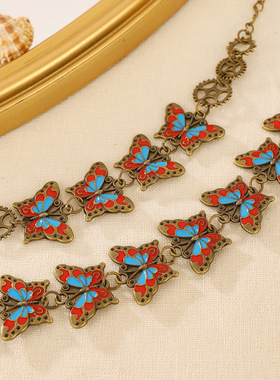 Vintage butterfly necklace babes style woman bracelet女项链