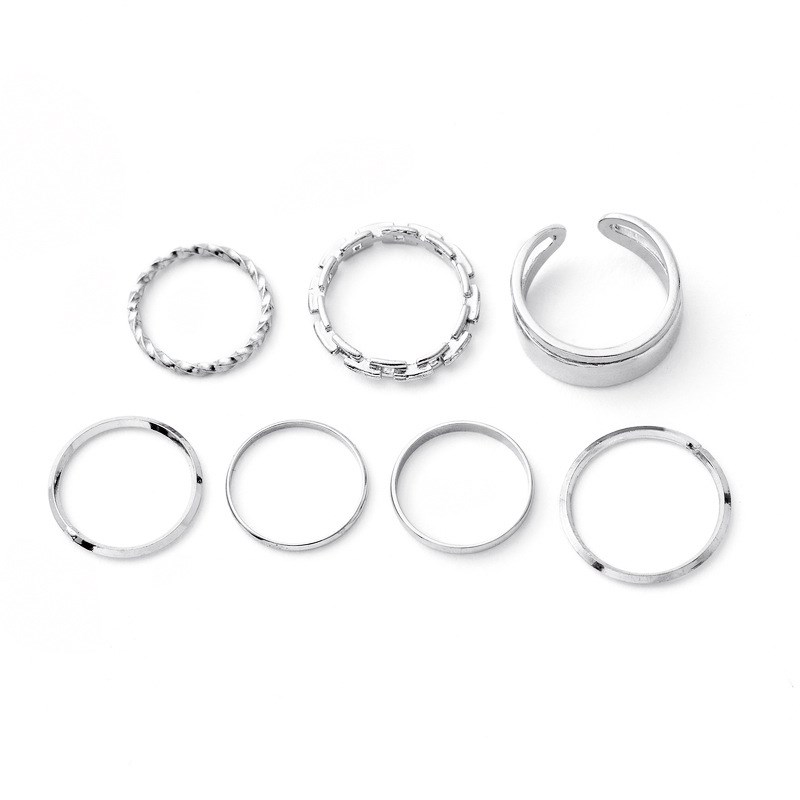 Ins wind open joint ring 7-piece set metal rings simple 戒指 - 图3