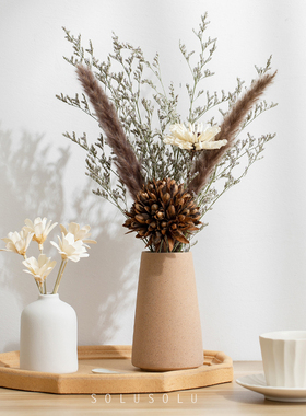 ins风干花花瓶摆件原木风装饰品