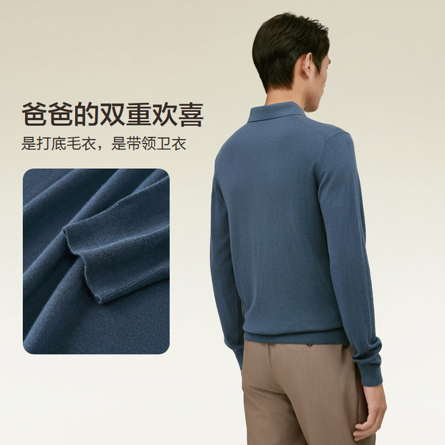 Men's mulberry silk wool polo shirt