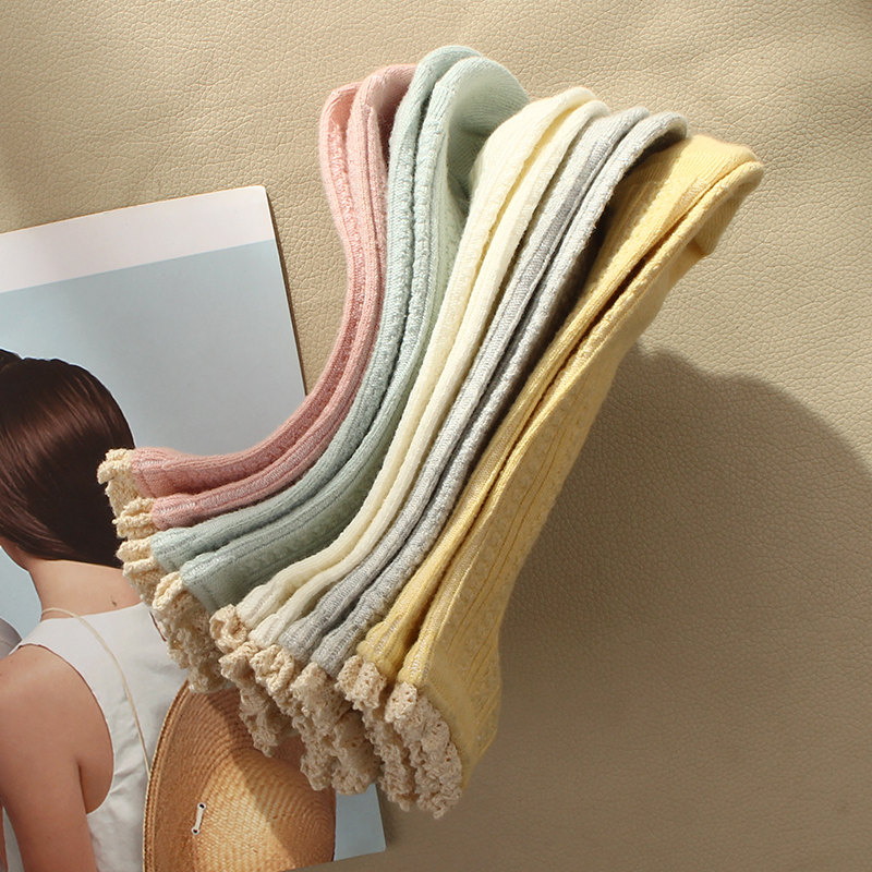 显莎旗舰店袜子女夏天薄款蕾丝花边棉袜低帮短袜糖果色百搭日系柔软船袜ins2