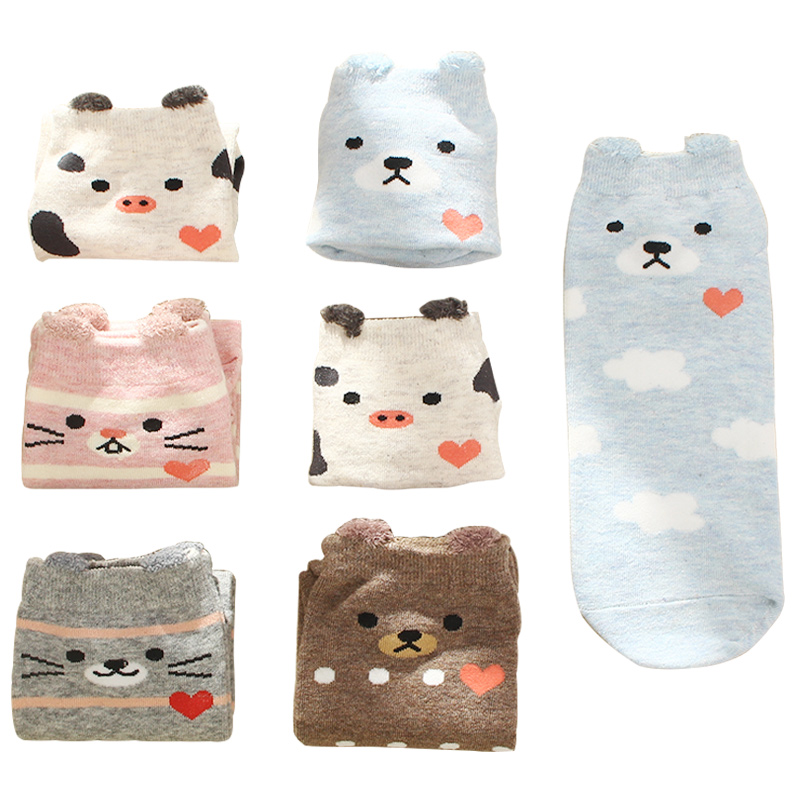 显莎旗舰店可爱袜子女韩版卡通夏季短袜日系甜美萌少女学生软妹船袜中筒棉袜3