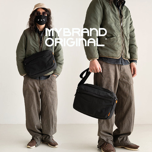 MYBRANDORIGINAL 时尚男士斜挎包多口袋14寸笔电通勤包6L MK010 - 图1