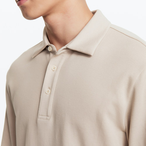 【专柜款】九牧王男装长袖POLO衫 秋季新品柔软亲肤空气棉纯色T恤 - 图0