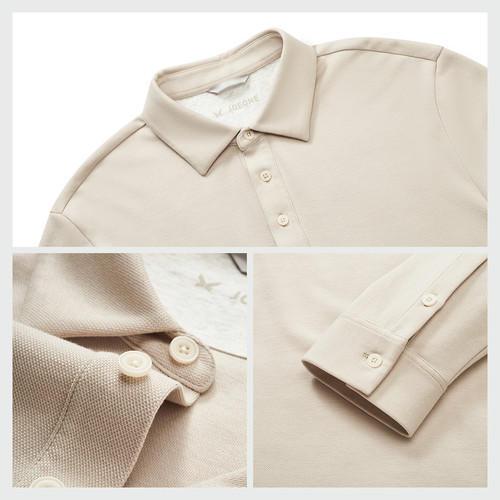 【专柜款】九牧王男装长袖POLO衫 秋季新品柔软亲肤空气棉纯色T恤 - 图2