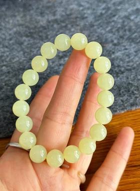 精致百搭色泽巨美的若羌黄玉手串