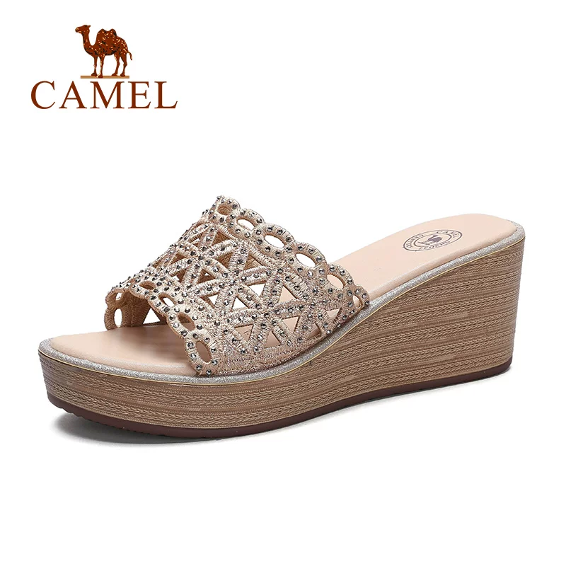 [【camel】летние длинные платформенные тапочки женские, открытые сзади, подводящие к водяным камням танкетка]