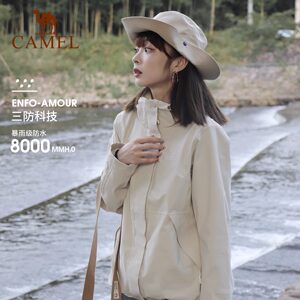 骆驼户外冲锋衣男女三合一可拆卸防暴雨外套幻影黑情侣登山服3514