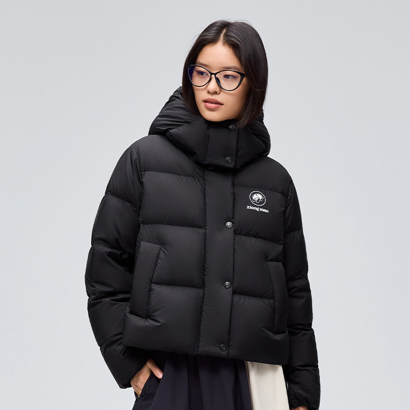 骆驼熊猫系列短款羽绒服冬季女款2025年新款加厚保暖白色羽绒外套,淘宝优惠券,粉丝福利购,淘宝优惠卷