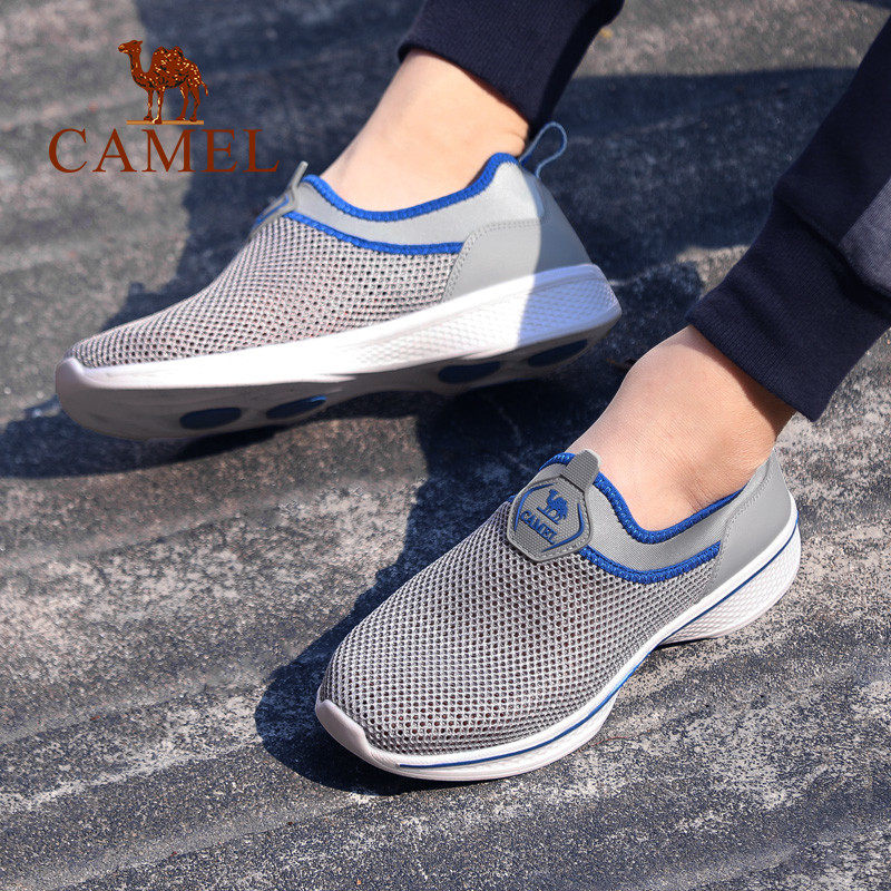 camel轻盈缓震时尚健步慢跑鞋男鞋 骆驼outlets店网面鞋