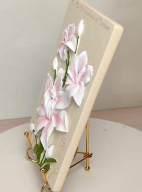 谷中百合花树脂摆件创意家居饰品桌面装饰摆件送姊妹结婚礼物