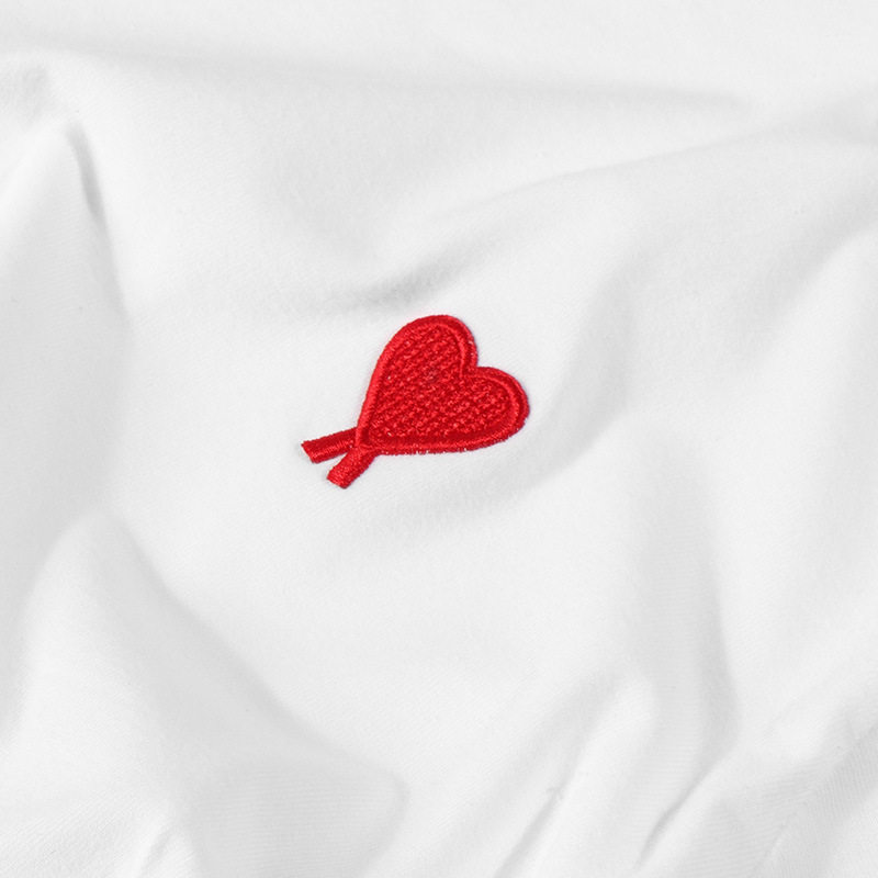 quality tshirt for women man t-shirt男女重磅白色短袖爱心短袖 - 图0