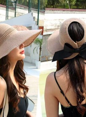 summer hat sun hats wide brim cap beach outdoor太阳帽女空顶