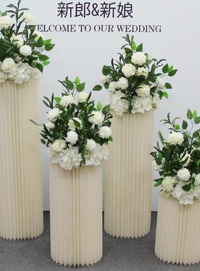 婚庆道具甜品台假花立柱摆放花球花柱酒店婚礼布置橱窗装饰摆件
