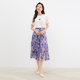 Cole Tier outlets commuting elegant women's floral romantic French pleated stitching A-line skirt mid-length skirt