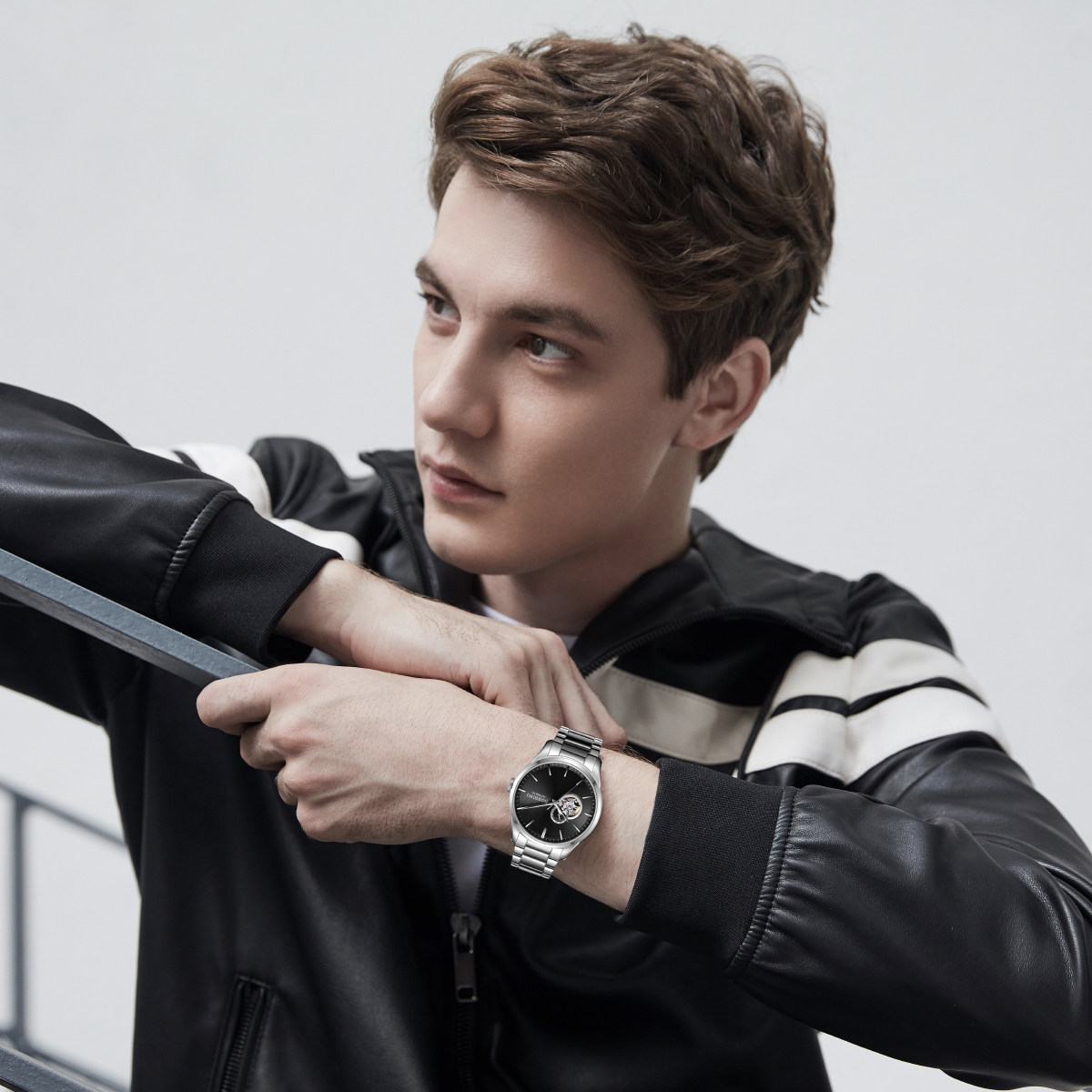 罗西尼手表男自动机械表经典商务镂空男表钢带防水男士腕表618811