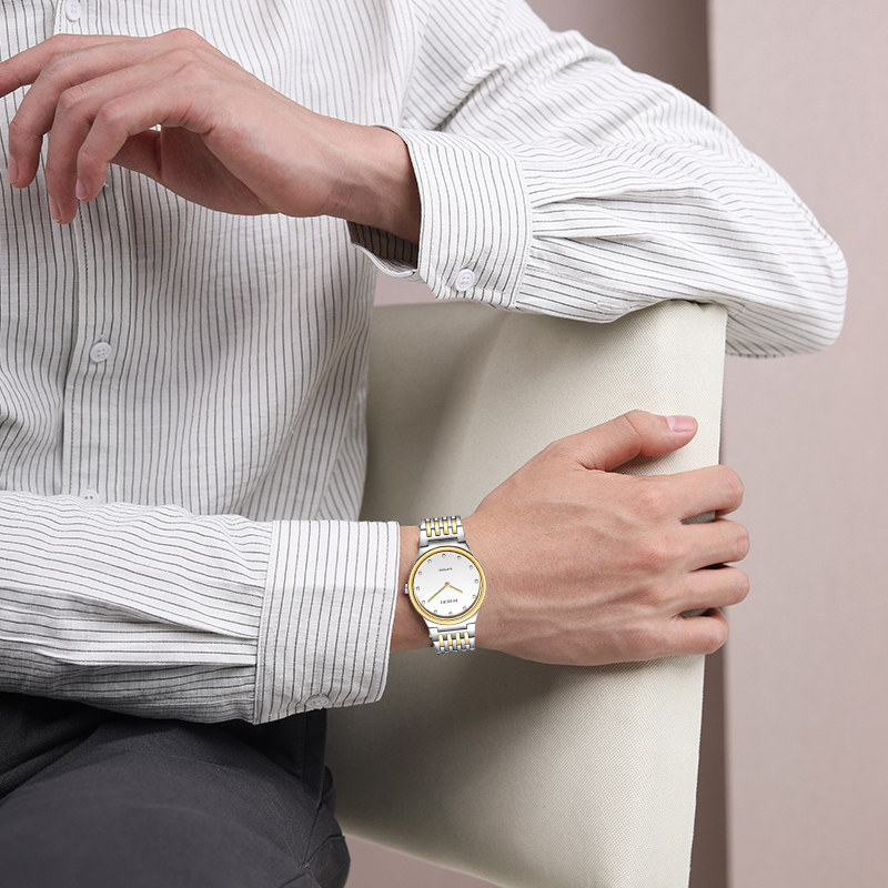 【启迪系列】罗西尼手表男专柜简约情侣石英钢带防水男表女表5395